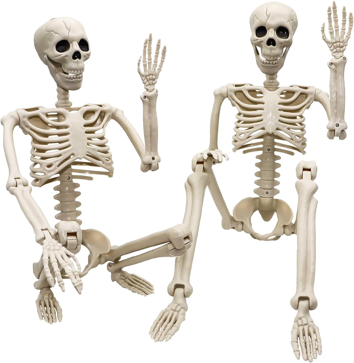 Two posable Halloween skeleton decorations